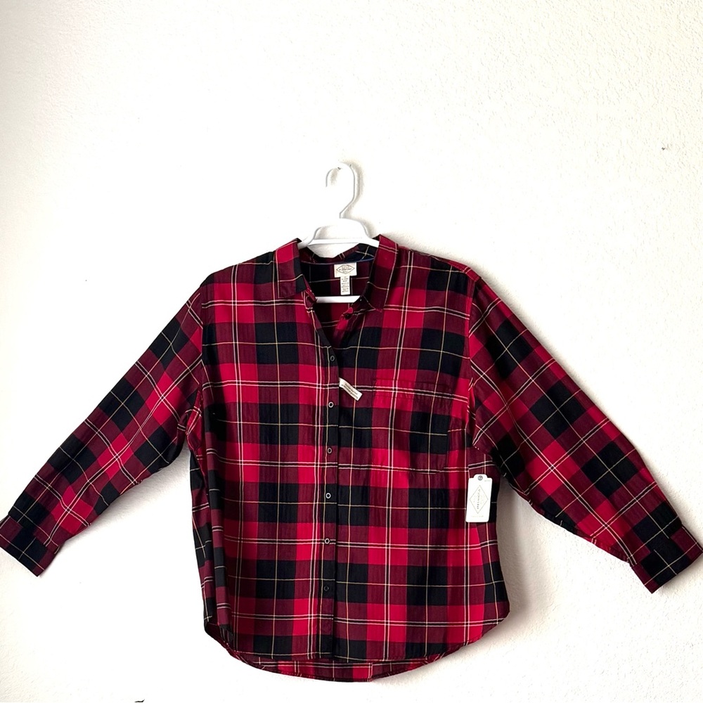 St. John's Bay Checkered Button Down Shirt - Red and Black